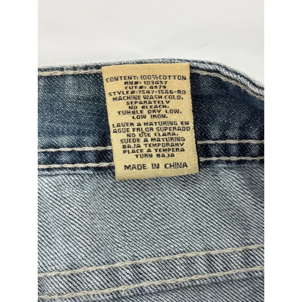 Ecko Unltd Mens Distressed Embroidered Cross Pocket Jeans Blue Size 36 Y2K